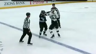 Travis Barron drops the gloves with Jack Studnicka (2024 NHL)