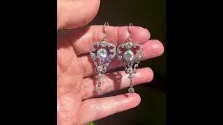 Antique Silver Edwardian Diamond Paste Dangle Earrings
