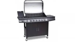 CosmoGrill&trade; 6+1 Deluxe Gas Burner Grill BBQ Barbecue incl. Side Burner - Black 77 x 42cm
