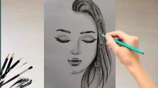 How to draw A Girl face with eyes closed - step by step || Drawing Tutorial || Easy Pencil sketch
