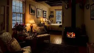 Peaceful Snowstorm Retreat with Fireplace Glow and Soft Winter Air for Total Relaxation