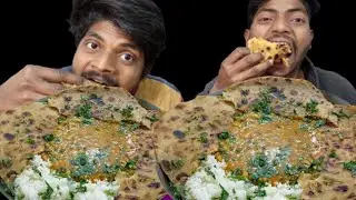 Eating 2x Spicy🔥Muli Parantha Rice Masaledar Rongi Daal Challenge | Indian Home Food Asmr 😋