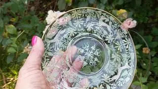 Antique Hand Painted Enamel Hand Blown Glass Plate by Fritz Heckert? Lobmeyr? Bohemian?