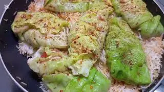 Unique Pakistani Recipe Cabbage Keema Rolls with Zeera Riceبند گوبھی رول قیمہ چاول  منفرد دیسی ریسپی