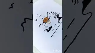 beautiful drawing with black marker and gilleter pen 🤩 #art #artdrawing #artdrawing