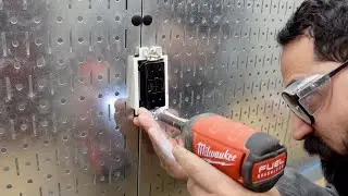 Outlet installed on Wall Control Backsplash. // Skill Stacking