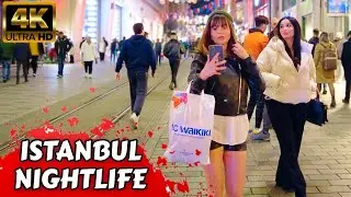 Turkey Nightlife Istanbul 2023 Taksim Istiklal 20 February Walking Tour Istanbul Travel Vlogger  4K