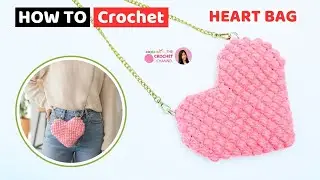 How to Crochet a Heart Bag with Bubble Stitch Texture | Easy Crochet Bag Tutorial