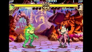 Merman Rikuo vs Morrigan (Hardest AI) - Darkstalkers