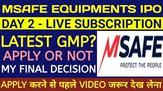 Msafe Equipments IPO 🔴 Msafe Equipments IPO Review 🔴Msafe Equipments IPO Gmp Today 🔴Msafe IPO Review