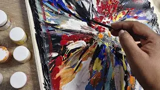 Easy Abstract Acrylic Painting Step by Step Using Hands and Brush