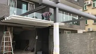 Flat retractable pergola system