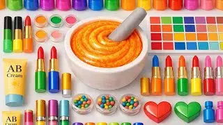 Satisfying Video DIY ASMR  | Making Super Glossy Slime Mixing Rainbow Makeup Glitters
