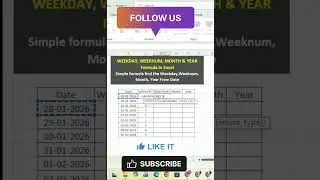 Date, weekday, weeknum, month, year formula in excel🔥 | weekday function | count weekdays in excel