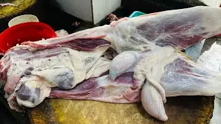 Mutton Cutting Skills HD !! Mahesh Meat Cuts !! Telangana Mutton Shop Bhagyalatha Hyderabad vlog !! 