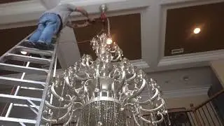 How to install a big large heavy chandelier part 6