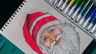 Beautiful Santa Claus face Drawing with water colour\Merry Christmas Drawing\Easy and Step by step||