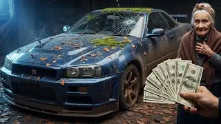ASMR Car Restoration Full Rebuild of Midnight Blue Nissan Skyline GT R R34 1999 from Abandoned