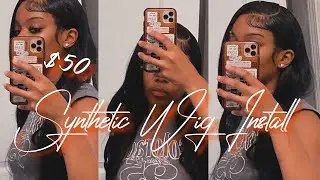 $50 SYNTHETIC WIG INSTALL?! Watch me melt the lace!! @theashleyydaviss