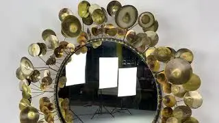 Curtis Jere Mid Century Signed Raindrops Brutalist Metal Wall Mirror