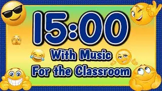 15 Minute Emoji Timer with Music for Countdown, Transitions, Exercise, Homework, Classroom, Clean Up