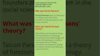 #shorts What was Talcott Parsons' theory?#education #short #youtubeshort