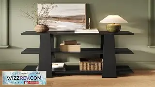 3 Tier Wood Console Table Narrow Entryway with Storage Minimalist Modern Console