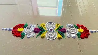 Top 2 border rangoli designs.Simple Rangoli Design For Daily.Latest Festival Muggulu.Rangoli