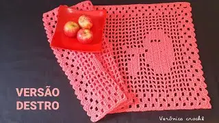 🍎Caminho de mesa em croche/Trilho de mesa em croche/Passo a passo/Para iniciantes(Versão destro)