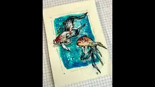 Napkin collage on ATC -  Step by Step