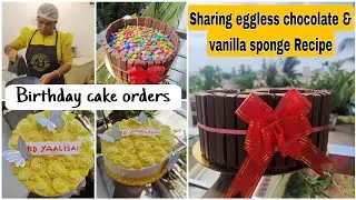 Birthday cake orders🌸||sharing eggless chocolate & vanilla sponge recipe🌸💗|| #vlog #tamil #ytviral