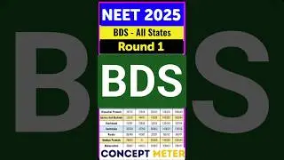 Round 1 BDS NEET 2025 Cut Off #neet #viral #latest #bds #dental