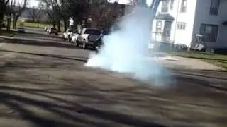 GSXR 750 Burnout with blue smoke tire.