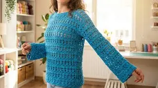 💙 HER ÖRGÜYE YAKIŞIR! Çok Şık Tığ İşi Bluz Modeli / Örnek Anlatımı 🧵 (Easy Crochet Stitch)