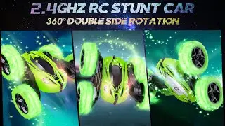 Rcfunkid Remote Control Car 4WD RC Cars with Double Sided 360 Degrees Tumbling and Rotating