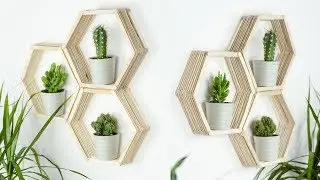 DIY Waben Wandregal aus Eisst&auml;bchen basteln | einfach & g&uuml;nstige Zimmer Deko