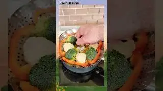 Perfect Steamed Salmon and Veg-Foldable Steam Basket #kitchengadgets
