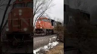 CN #5627 leads a super short mixed freight! #train #railroad #railfan