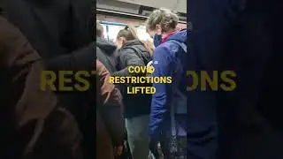 VERY CROWDED UNDERGROUND  TRAIN AFTER ALL COVID RESTRICTIONS WERE LIFTED IN THE UK YESTERDAY