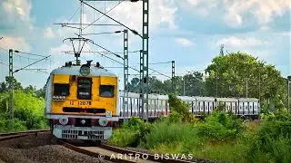 Colorful EMU trains speeding up on a huge curve || Eastern Railway