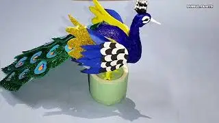 Diy egg shell peacock|How to make amazing 3D peacock|Bird craft|eggshell craft|best out of waste
