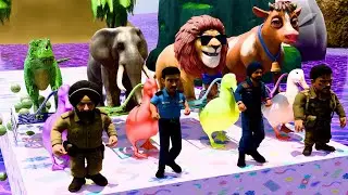 Long Slide Game With border 2 charcter and Hippopotamus Tiger - 3d Animal Game - Funny 3d Animals