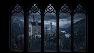 Neuschwanstein Castle ❄️ Snowy Window View | Relaxing 4K Projector Atmosphere