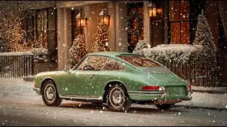 When Evenings Were Slower ☕ Vintage Green Car, Jazz Melodies 2026 & Falling Snow