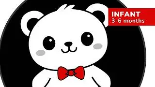 High Contrast Baby Sensory | Black, White & Red Scrolling Animals & Shapes