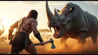 Confrontation with the Giant Rhino: A Breath-Taking Prehistoric Hunt