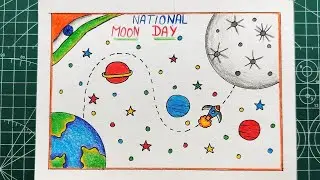 National Moon Day poster|Moon Day poster|Chandra dinam poster drawing|Moon Day Drawing