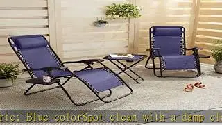Amazon Basics Textilene Outdoor Adjustable Zero Gravity Folding Reclining Lounge Chair with Side ta