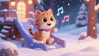 ❄️🐱 Kitty Cat Winter Snow Slide Song ⛄🎵 | Nursery Rhymes & Kids Songs
