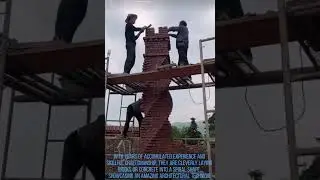 Building a Spiral Chimney! Skilled Workers Craft a Unique Structure